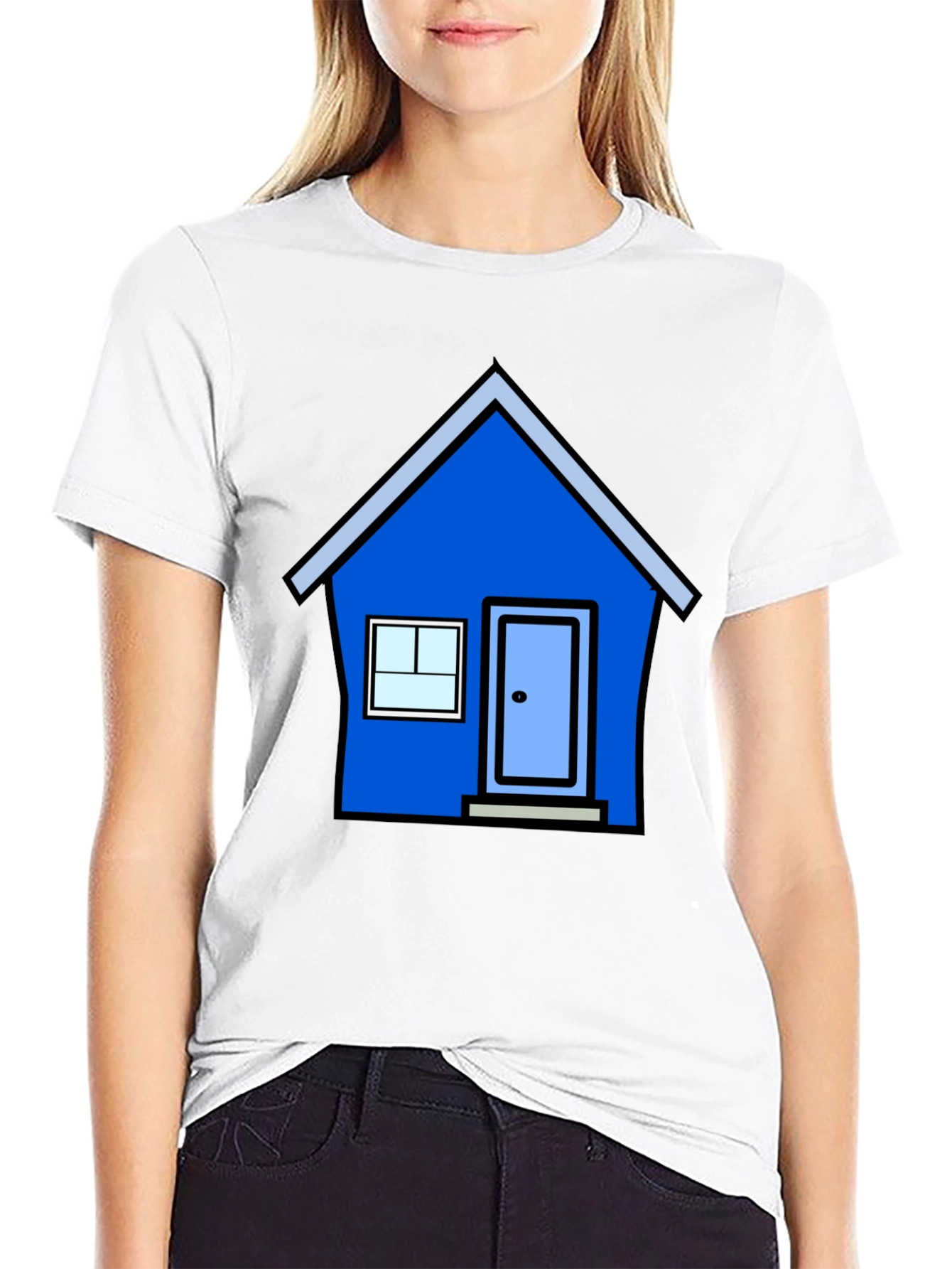 Cartoon House Graphic Tee - Black