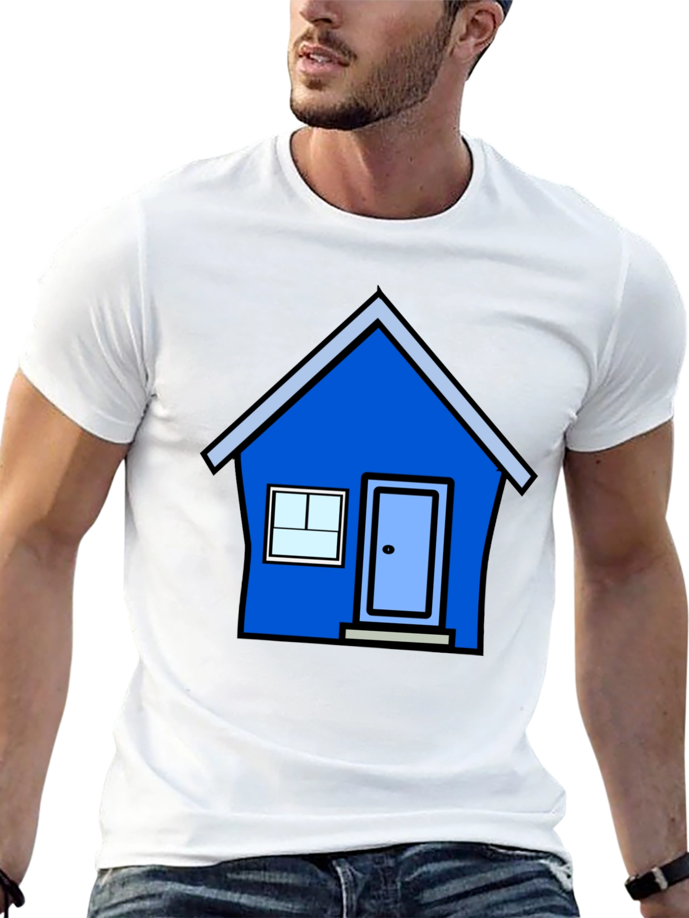 Cartoon House Graphic Tee - Black