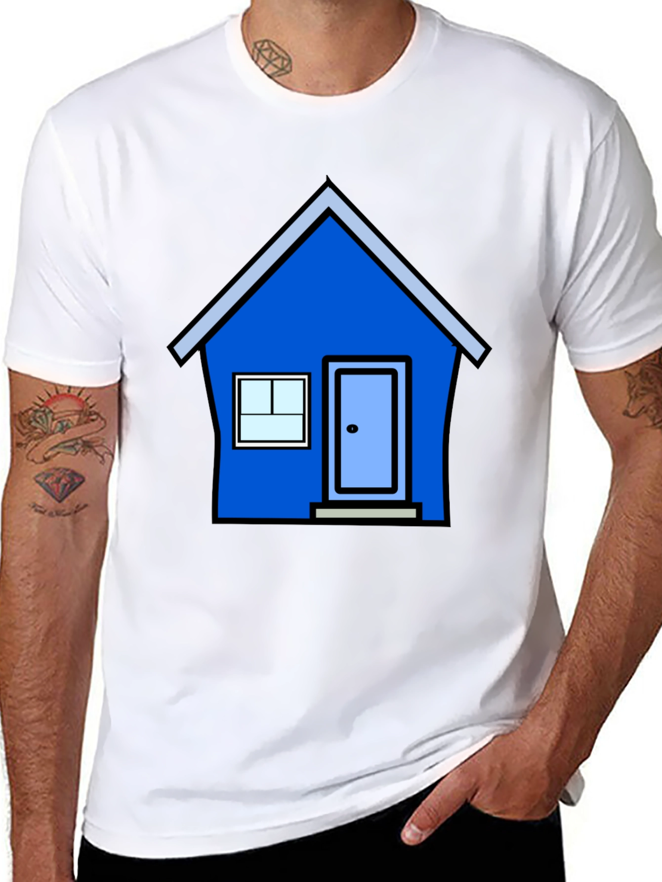 Cartoon House Graphic Tee - Black