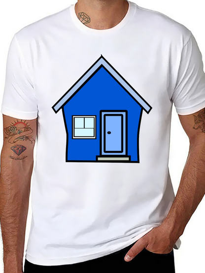 Cartoon House Graphic Tee - Black