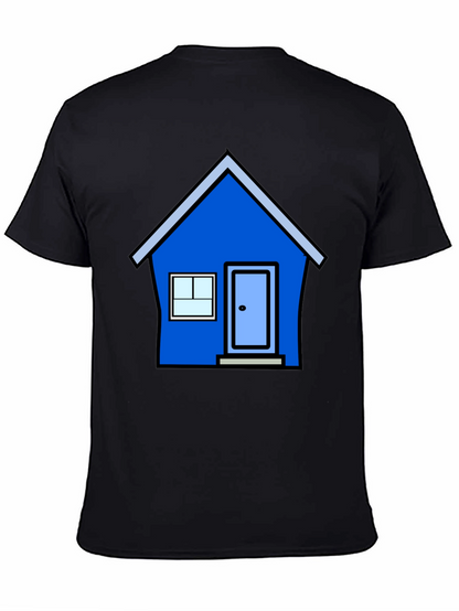 Cartoon House Graphic Tee - Black