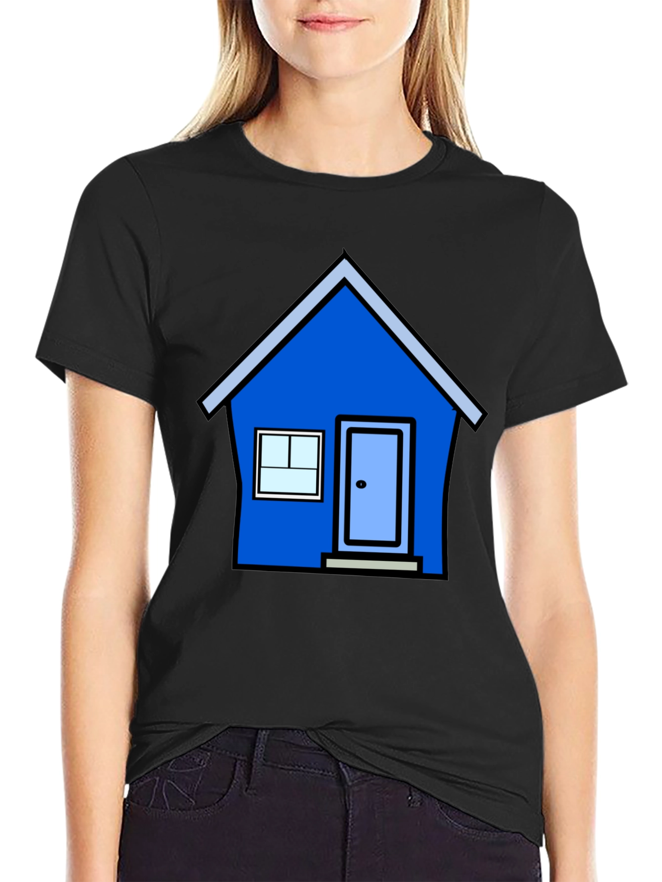 Cartoon House Graphic Tee - Black
