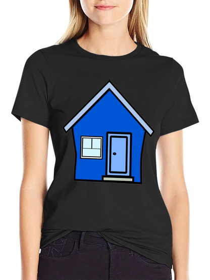 Cartoon House Graphic Tee - Black