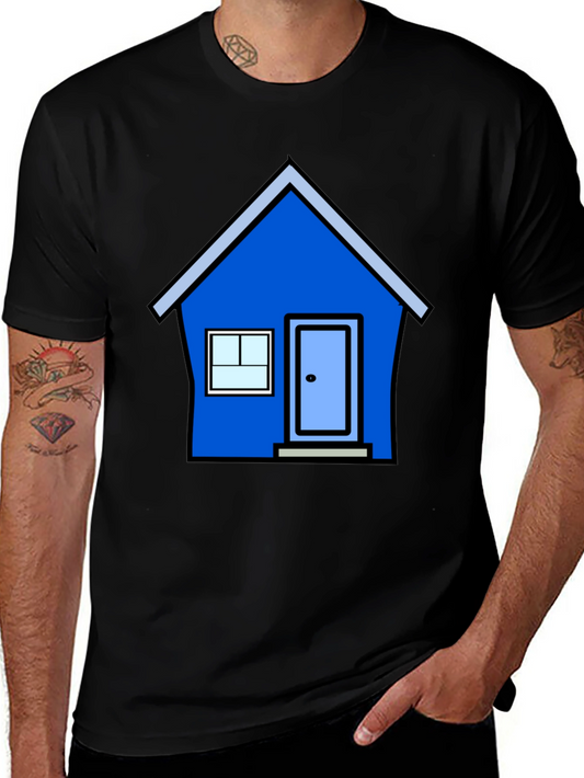 Cartoon House Graphic Tee - Black