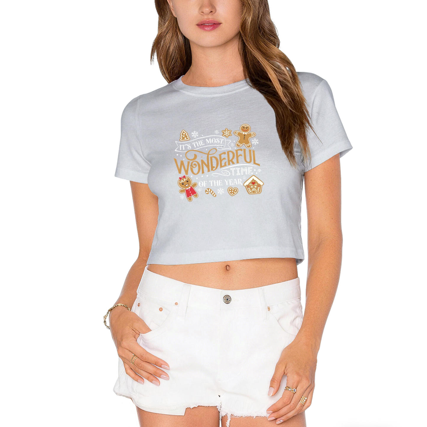 It's The Most Wonderful Time Gingerbread Christmas Crop Tee