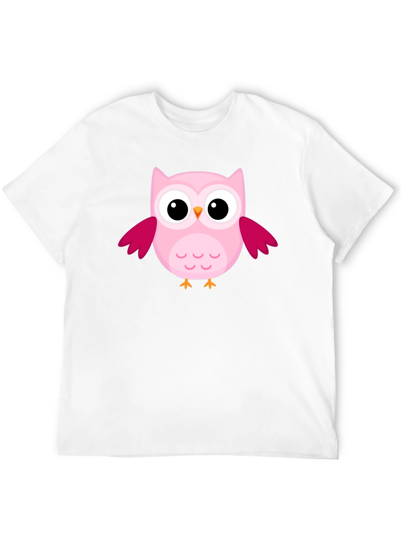 Cute Pink Owl Graphic Black T-Shirt