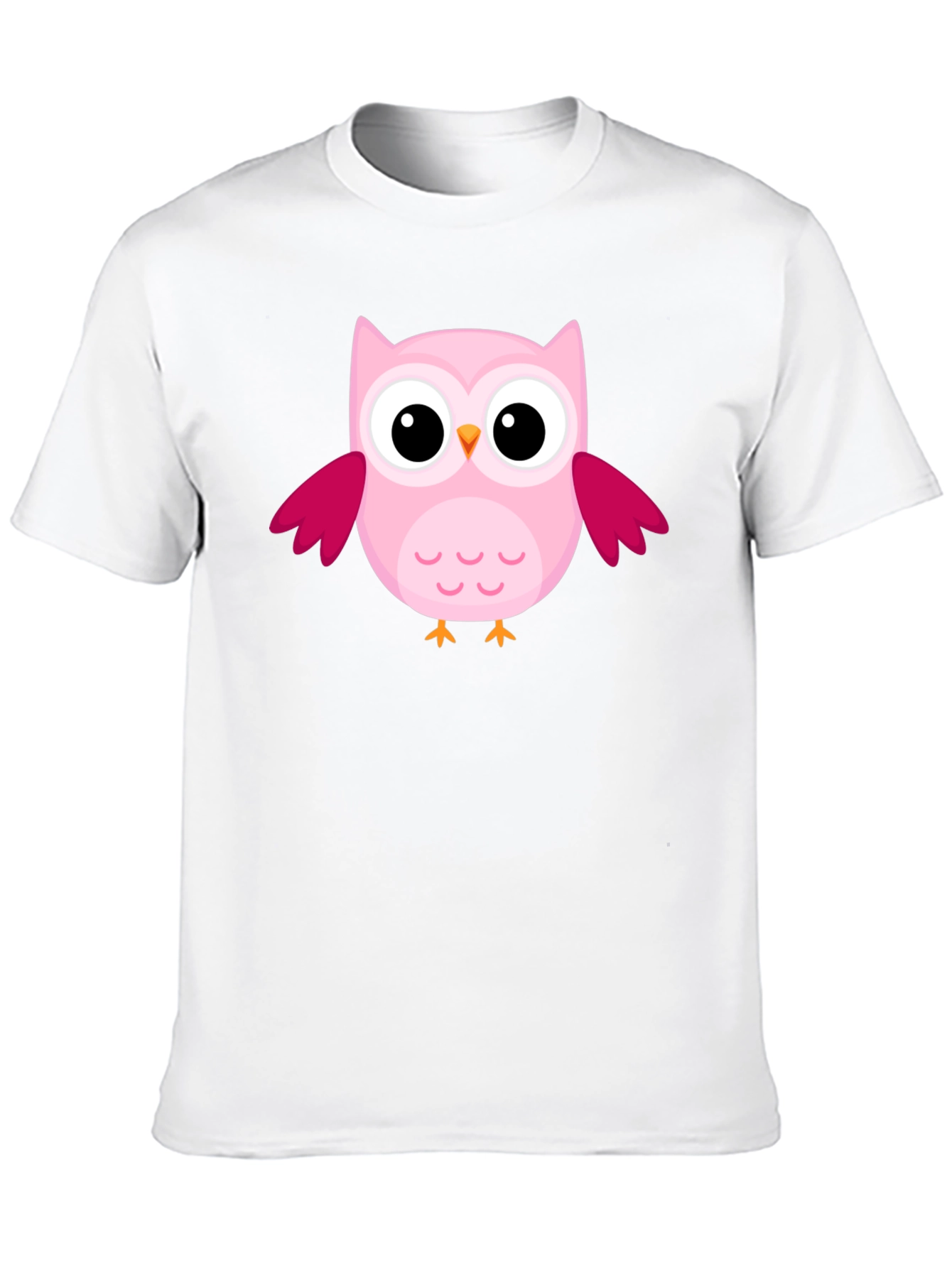 Cute Pink Owl Graphic Black T-Shirt