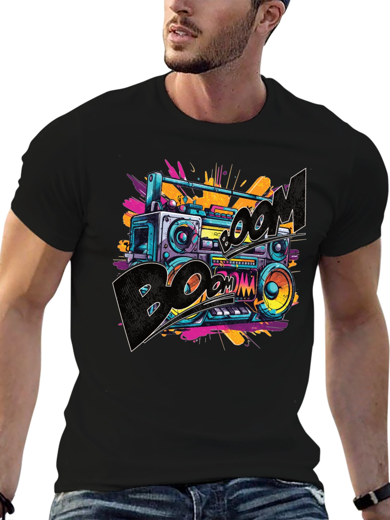 Boombox Graphic Tee - Retro Style T-Shirt