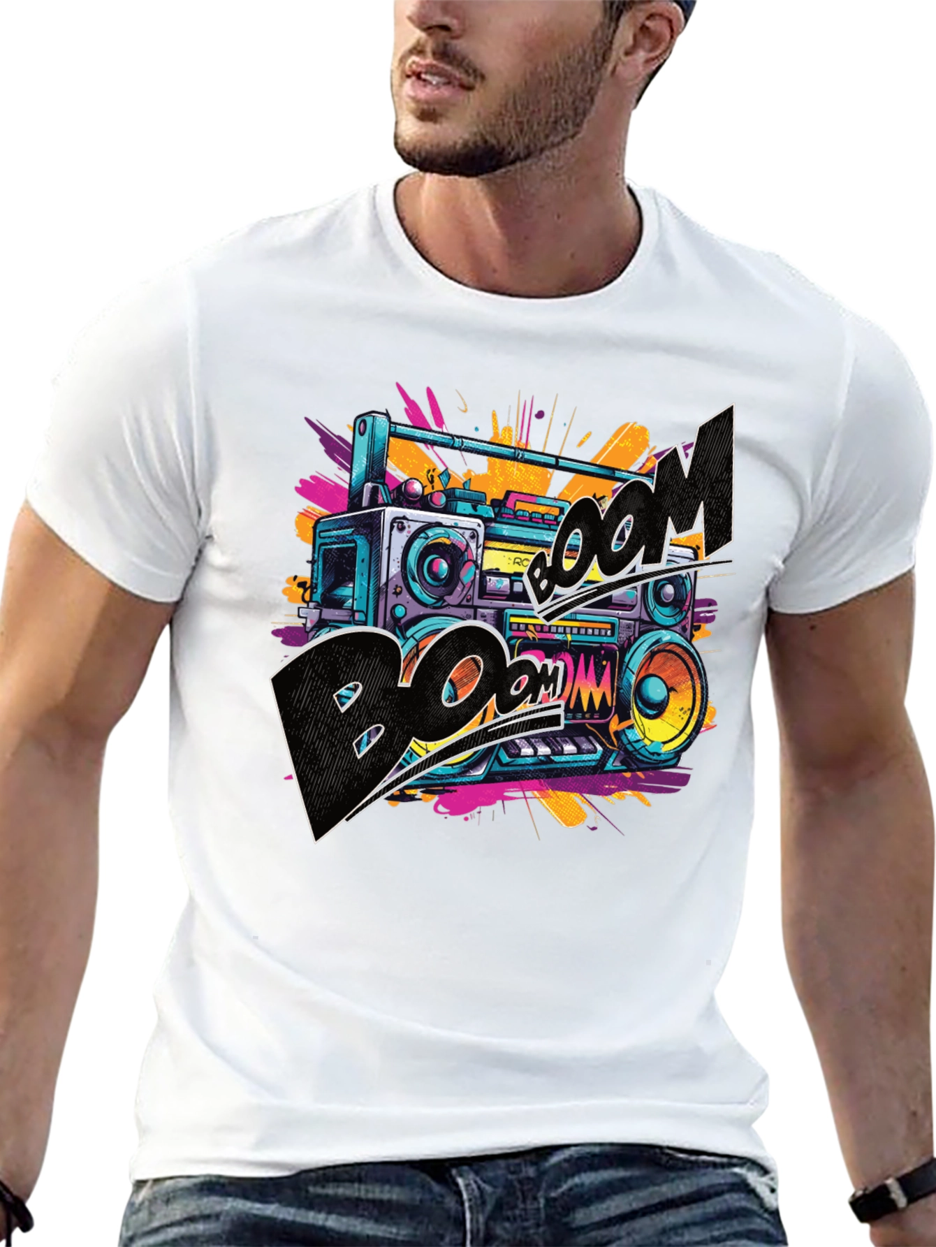 Boombox Graphic Tee - Retro Style T-Shirt