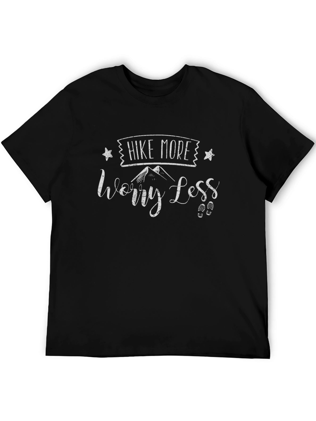 Hike More Worry Less Black Graphic T-Shirt