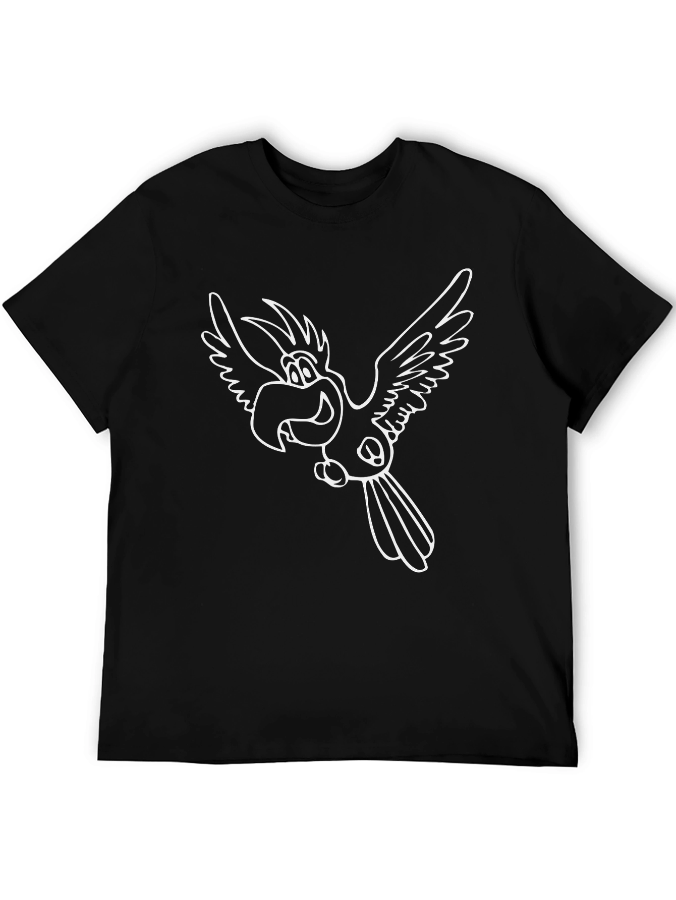 Cartoon Parrot Graphic Black T-Shirt