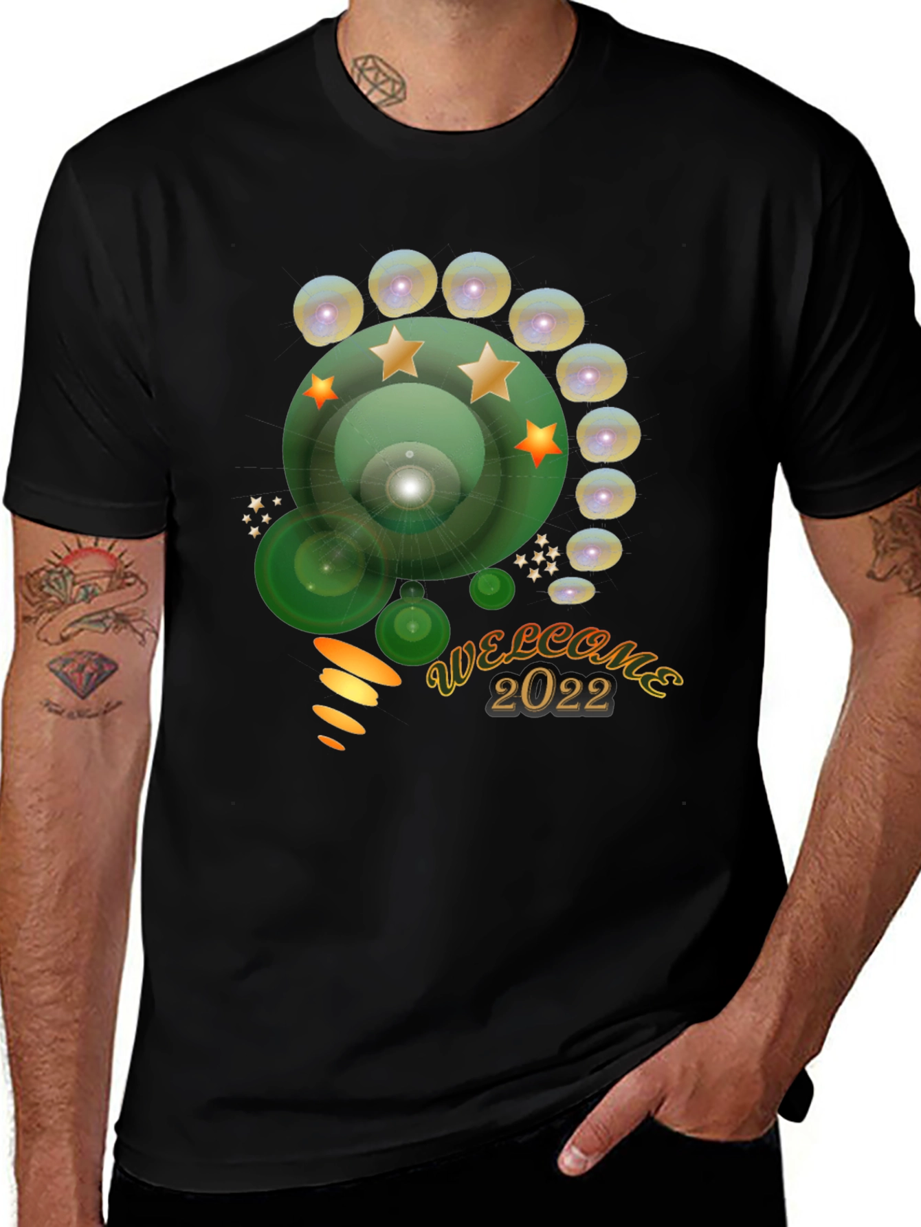 Welcome 2022 Graphic Tee - Stylish Mens Black T-Shirt