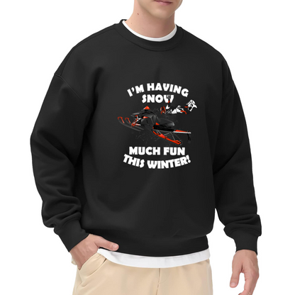 Snow Much Fun Winter Crewneck Sweatshirt - Funny Snowmobile Christmas Pullover