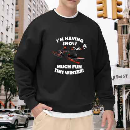 Snow Much Fun Winter Crewneck Sweatshirt - Funny Snowmobile Christmas Pullover