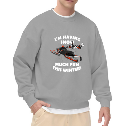 Snow Much Fun Winter Crewneck Sweatshirt - Funny Snowmobile Christmas Pullover