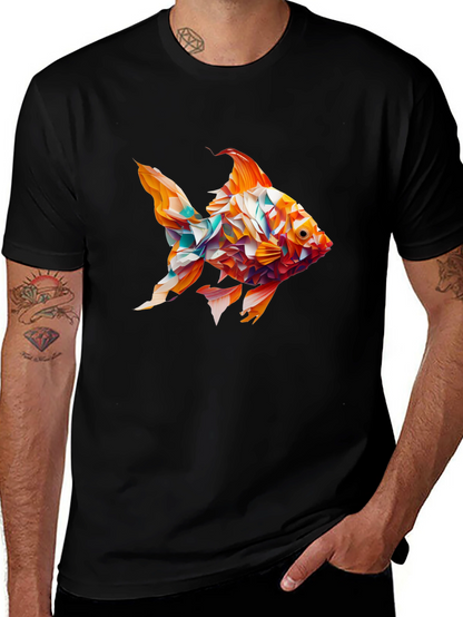Abstract Goldfish Graphic Black T-Shirt