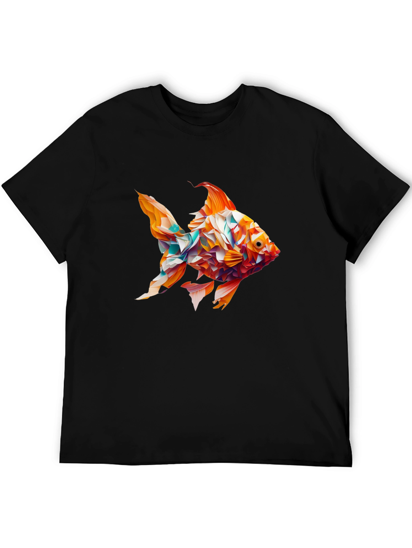 Abstract Goldfish Graphic Black T-Shirt