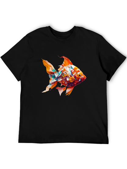 Abstract Goldfish Graphic Black T-Shirt