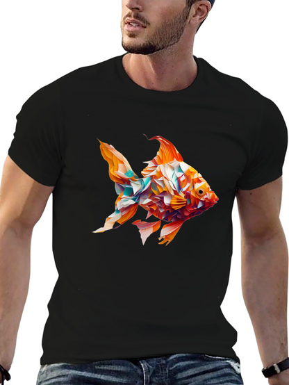 Abstract Goldfish Graphic Black T-Shirt