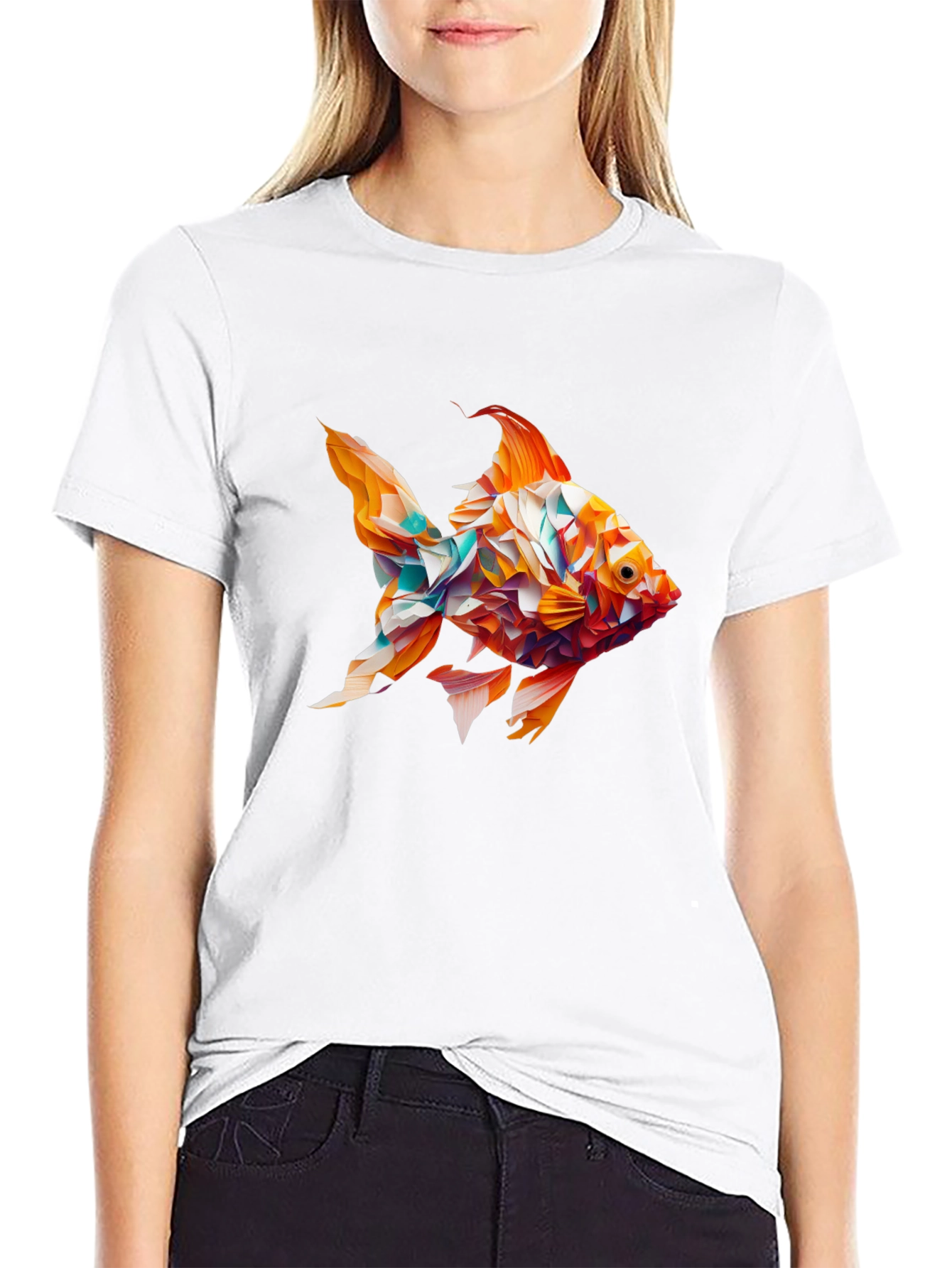Abstract Goldfish Graphic Black T-Shirt
