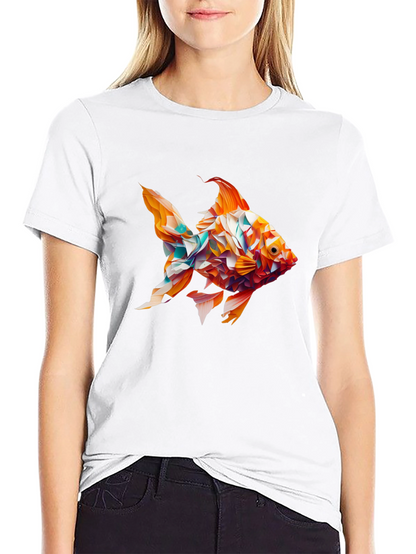Abstract Goldfish Graphic Black T-Shirt