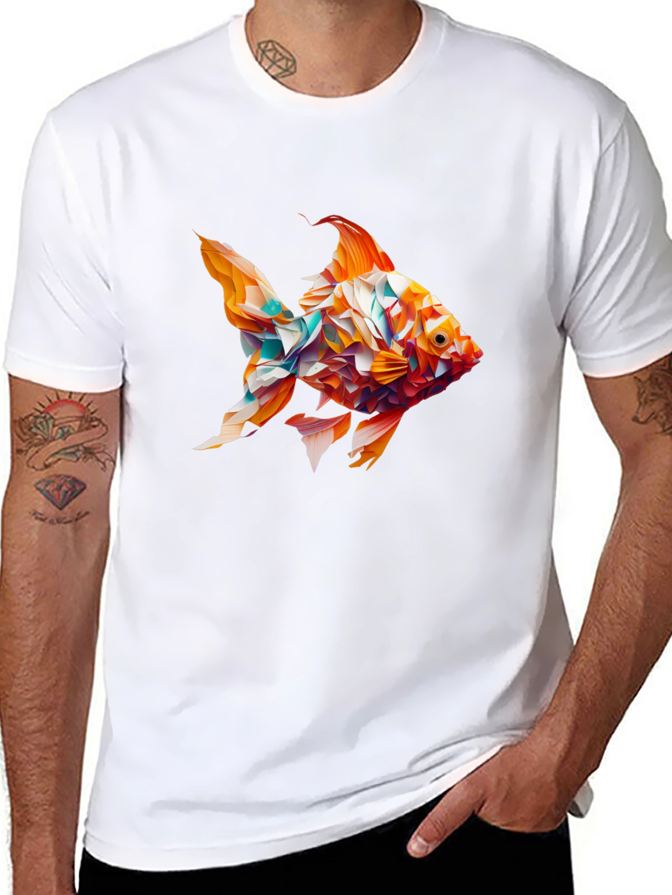 Abstract Goldfish Graphic Black T-Shirt