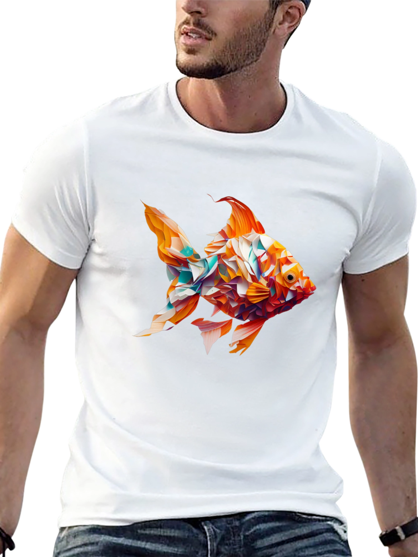 Abstract Goldfish Graphic Black T-Shirt