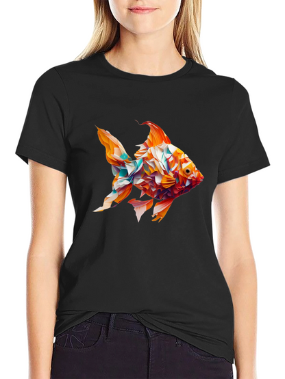 Abstract Goldfish Graphic Black T-Shirt