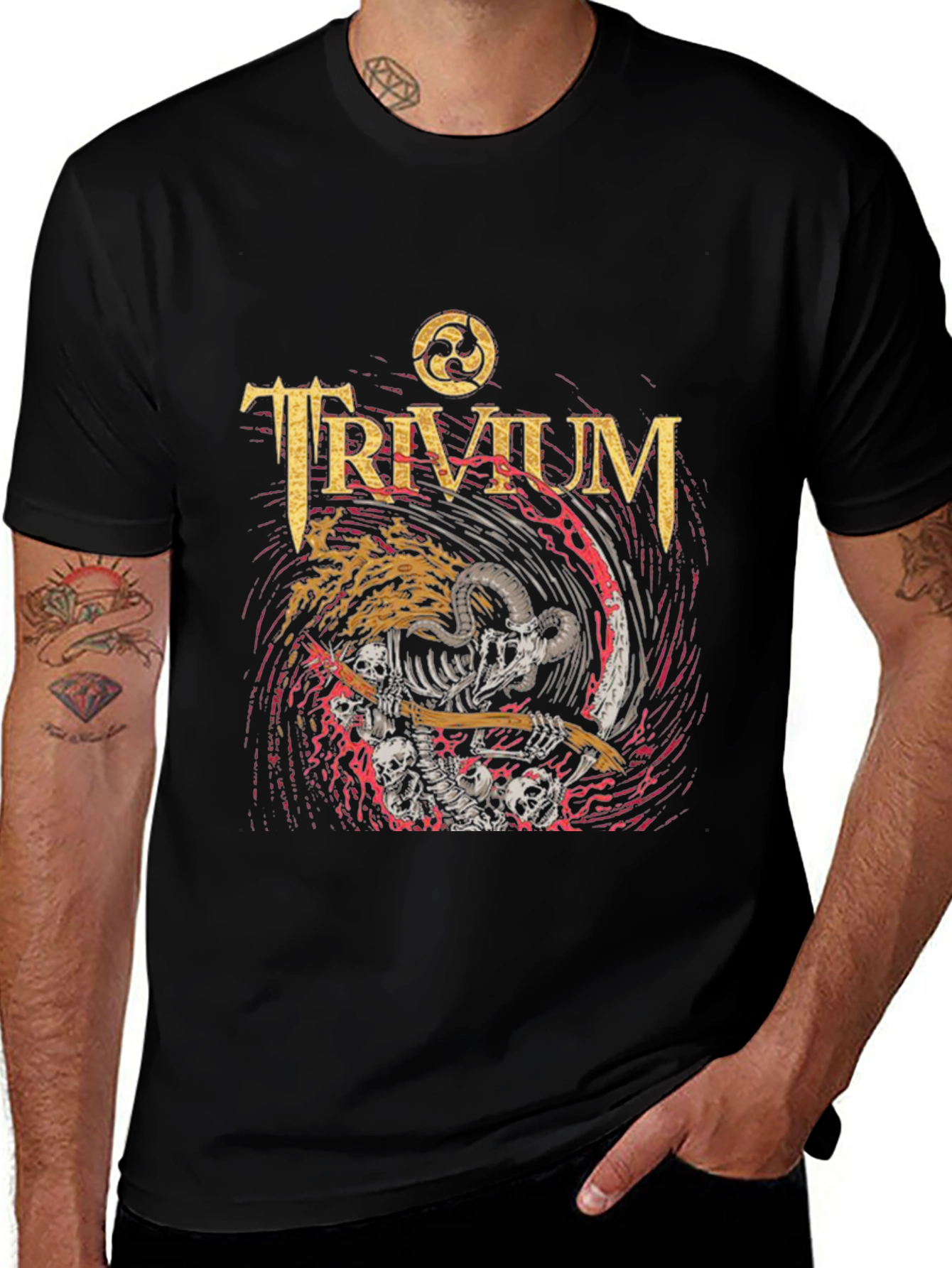 Trivium Band Tee - Skeleton Grim Reaper Rock T-Shirt