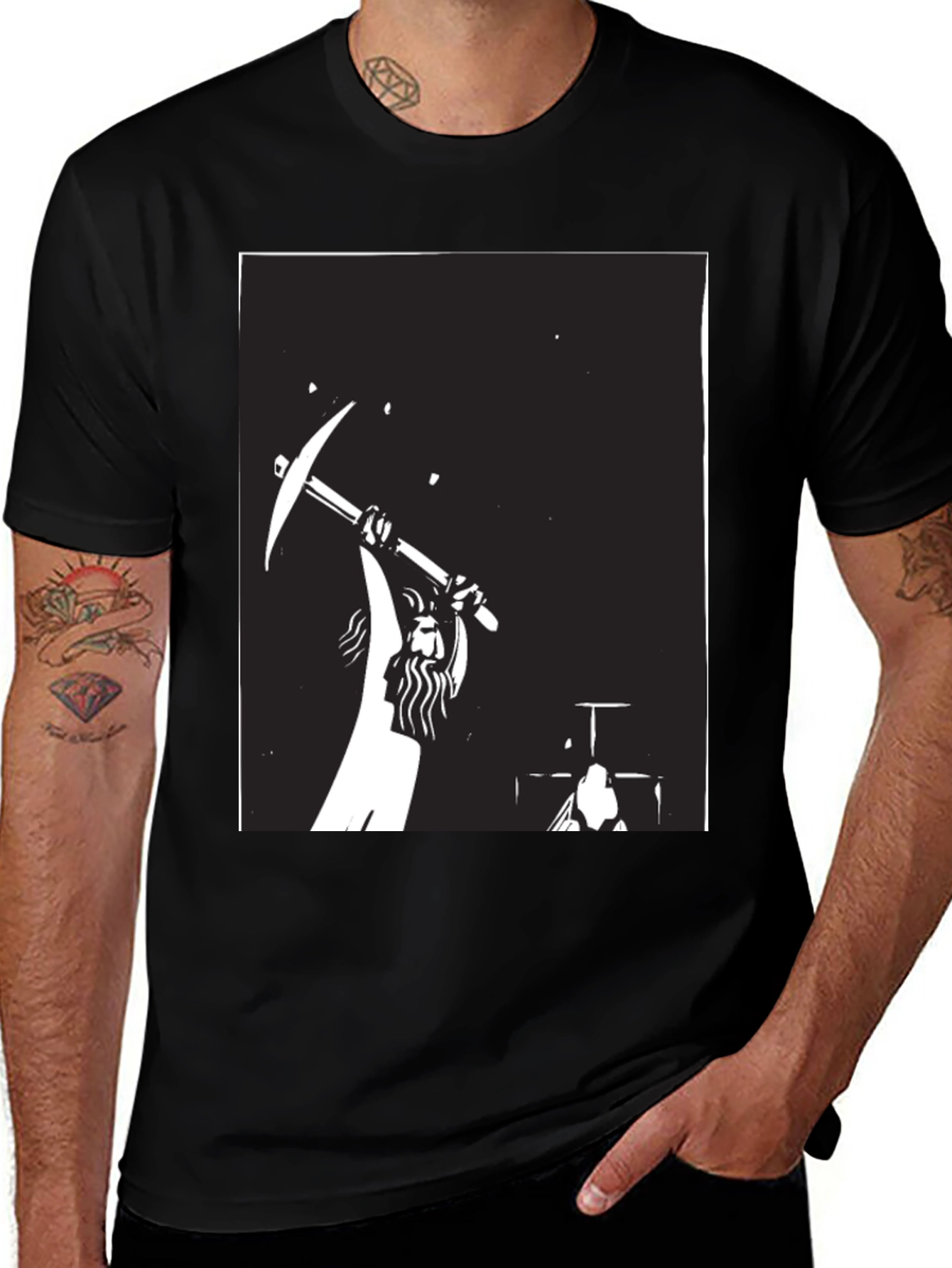 Miner Silhouette Graphic Black T-Shirt
