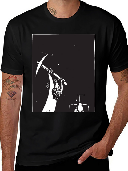 Miner Silhouette Graphic Black T-Shirt