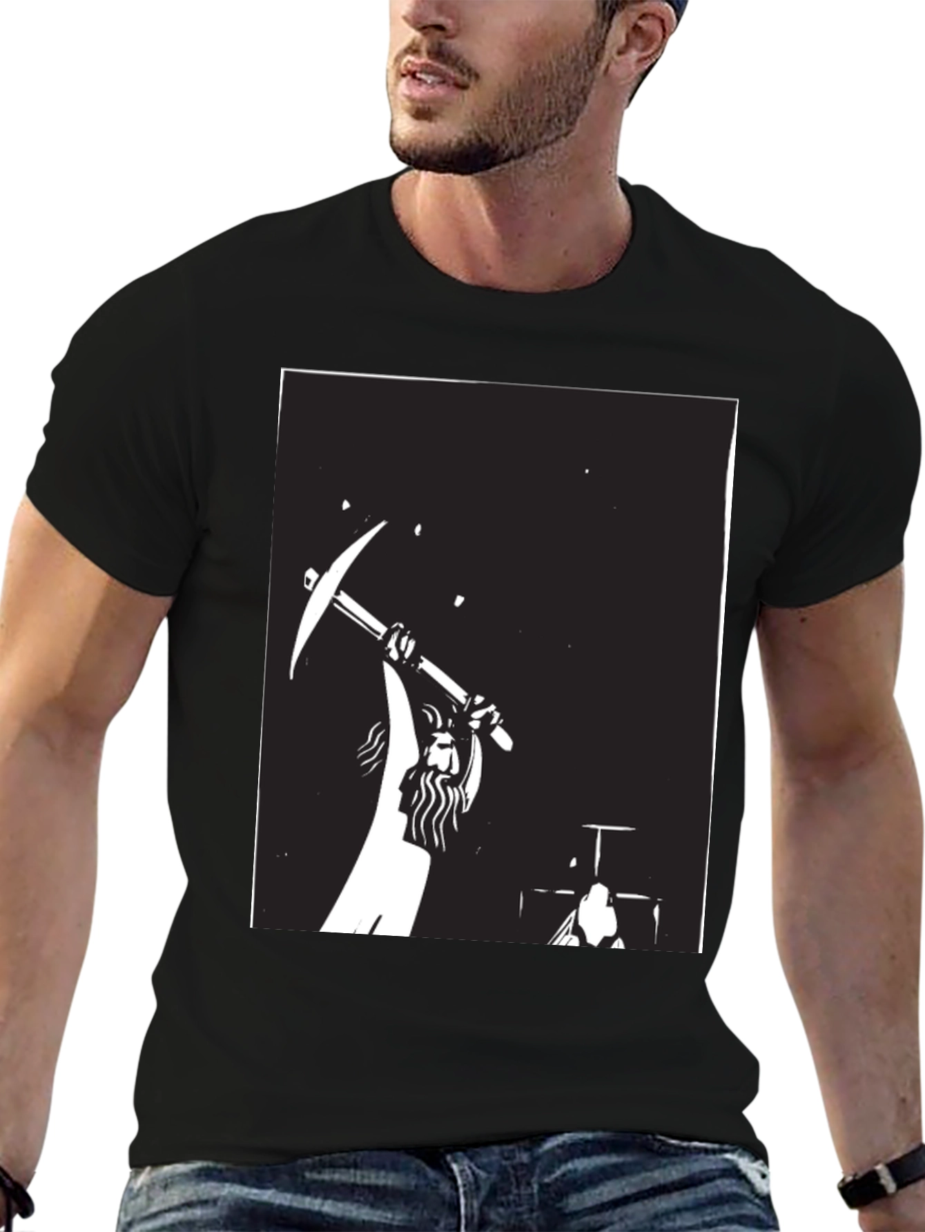 Miner Silhouette Graphic Black T-Shirt