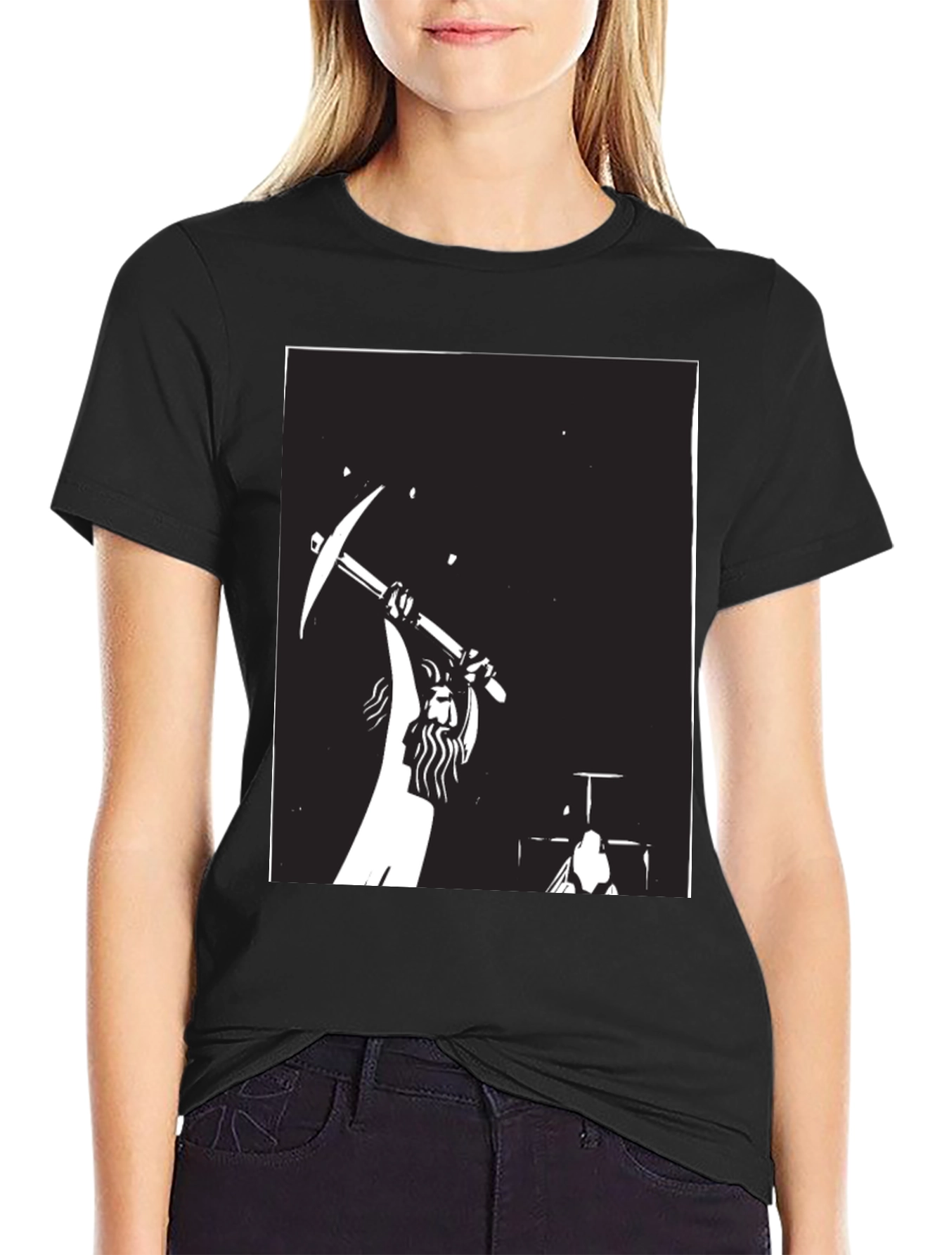 Miner Silhouette Graphic Black T-Shirt