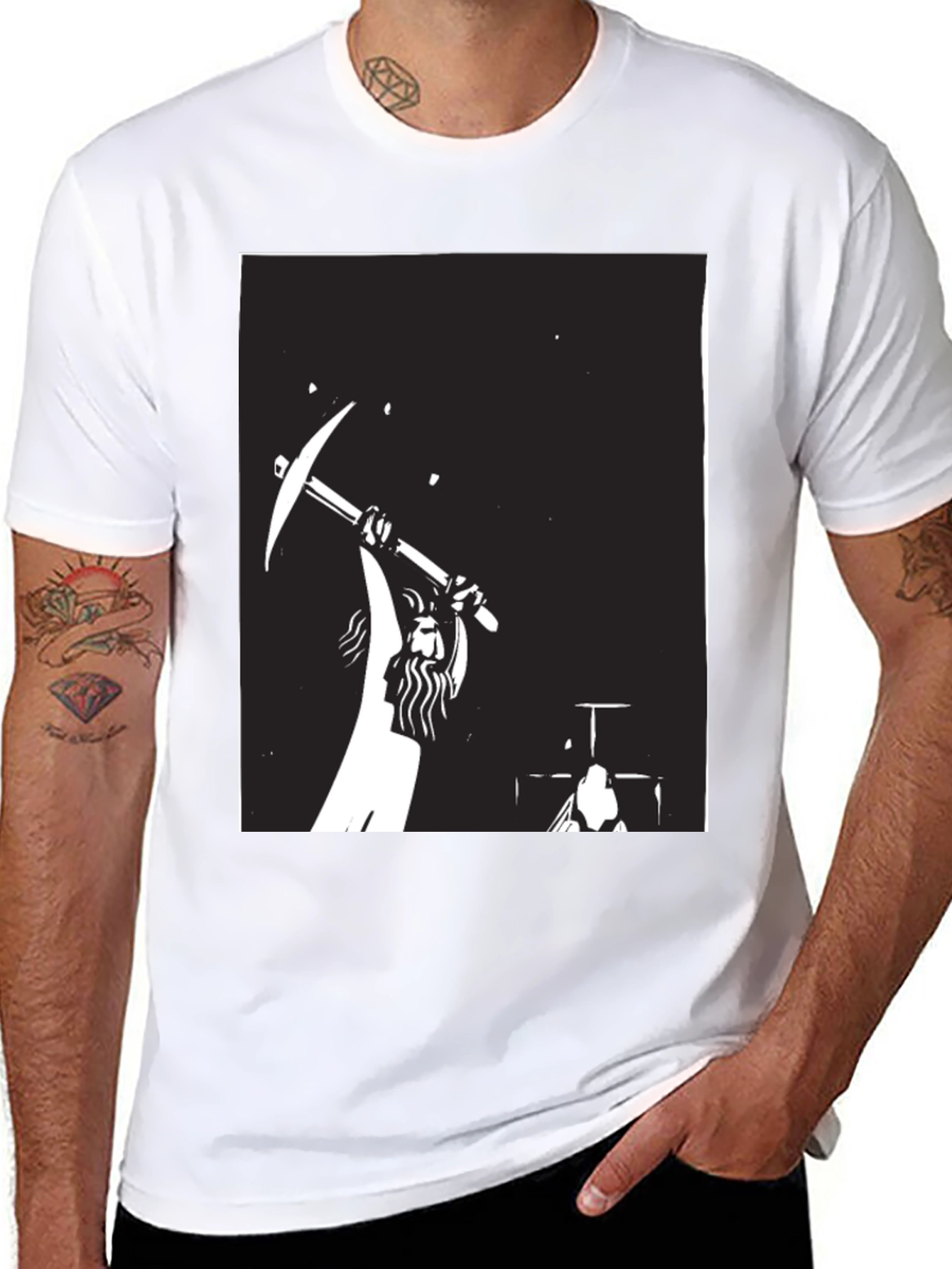 Miner Silhouette Graphic Black T-Shirt