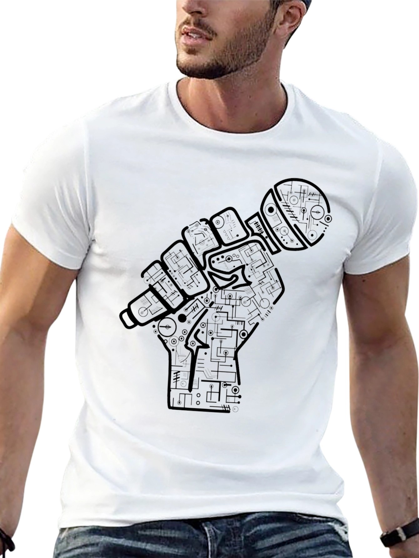 Microphone Hand Graphic Black Tee
