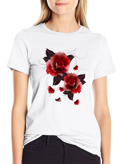 Black Floral Roses Graphic Tee