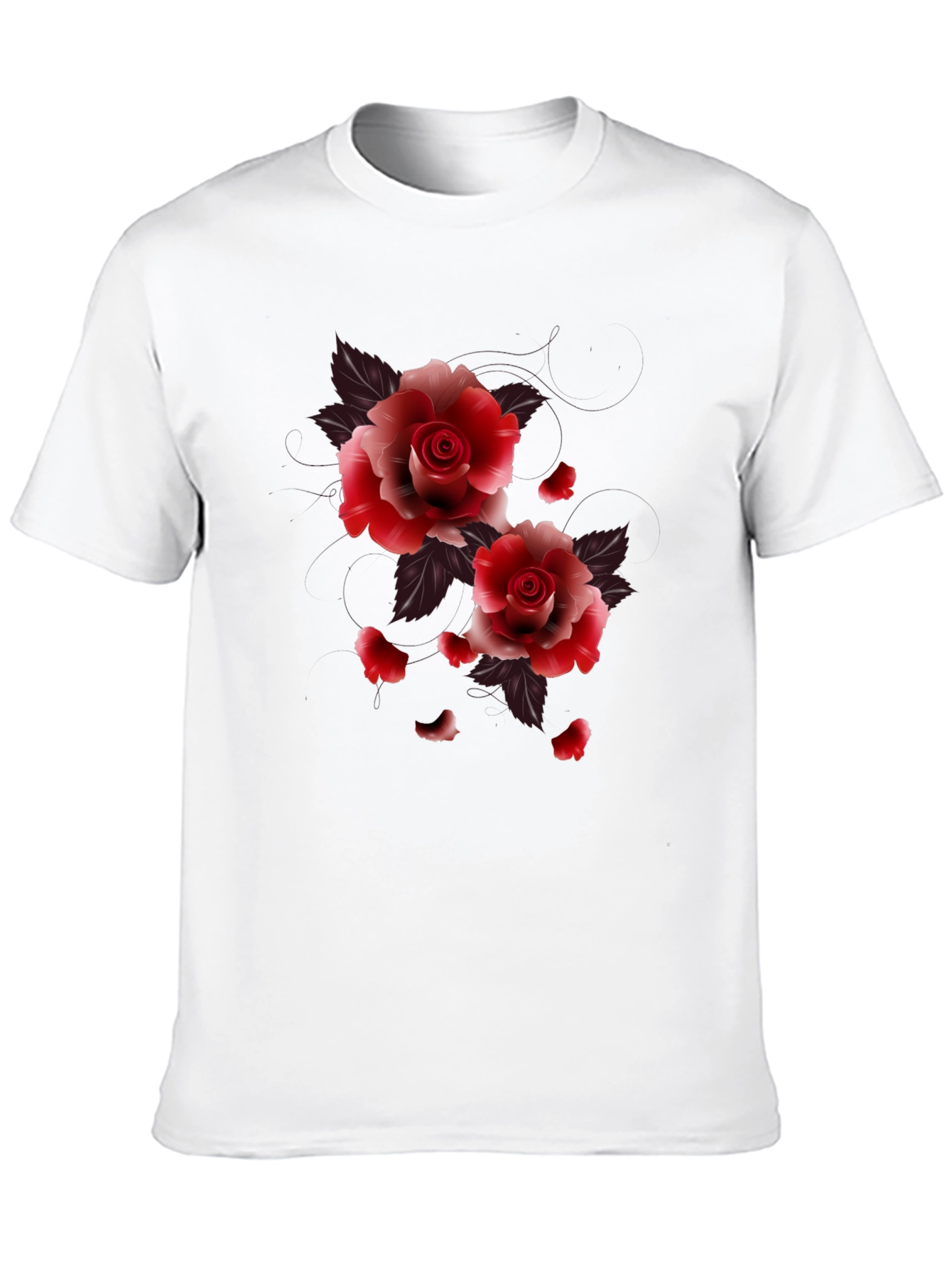 Black Floral Roses Graphic Tee