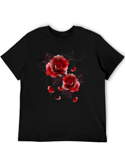 Black Floral Roses Graphic Tee