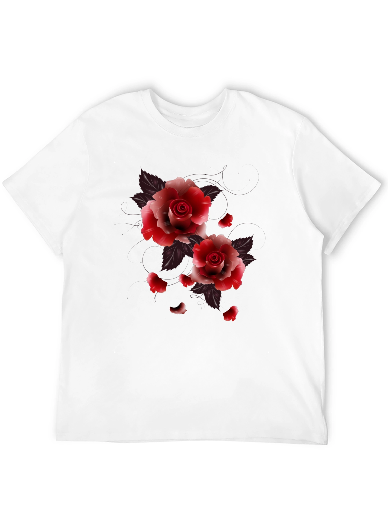Black Floral Roses Graphic Tee
