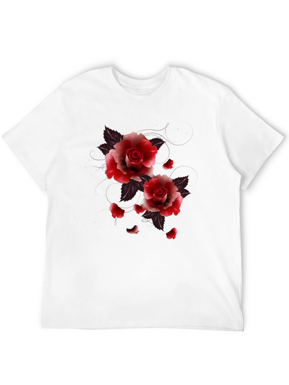 Black Floral Roses Graphic Tee