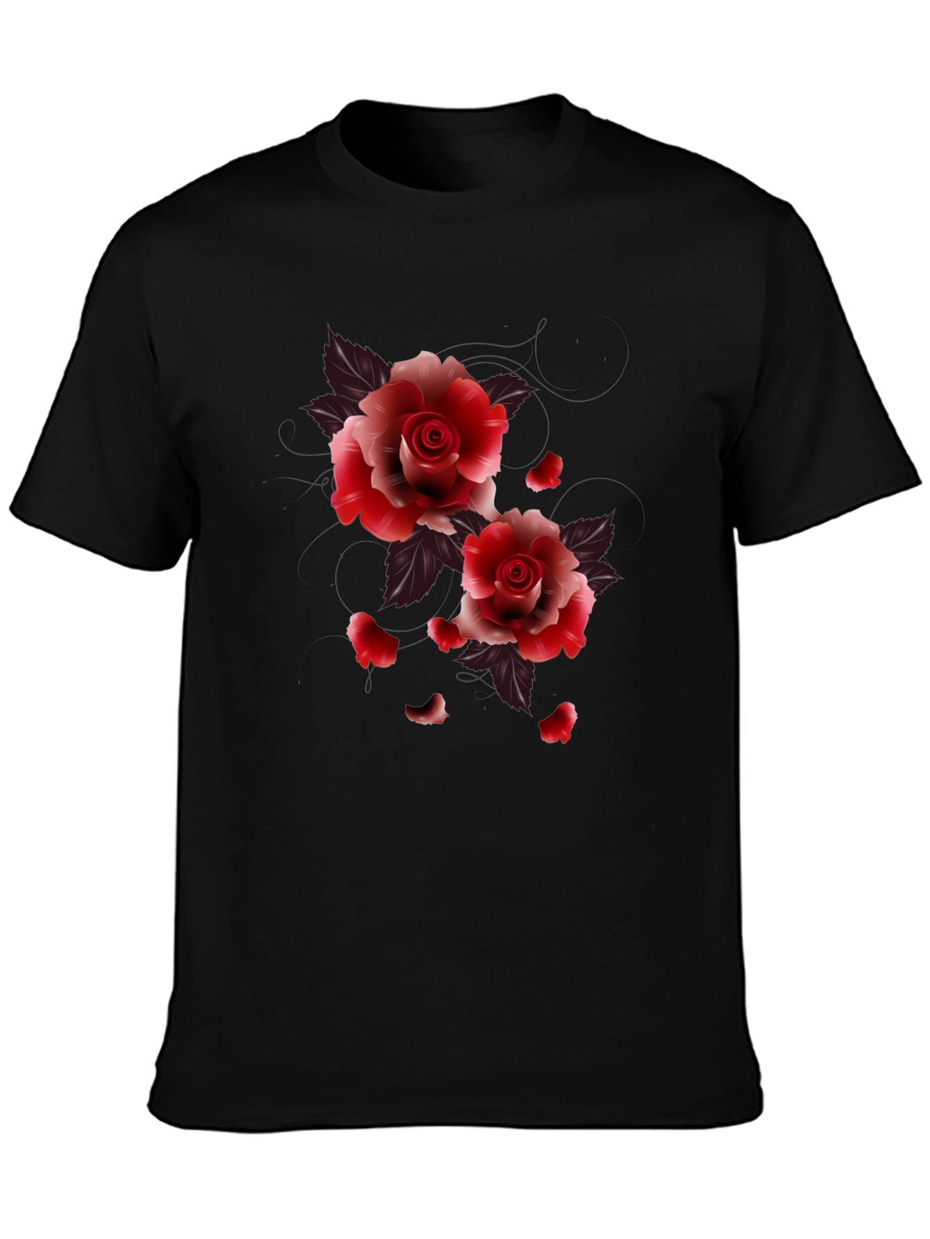 Black Floral Roses Graphic Tee