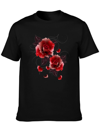 Black Floral Roses Graphic Tee