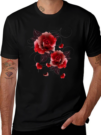 Black Floral Roses Graphic Tee