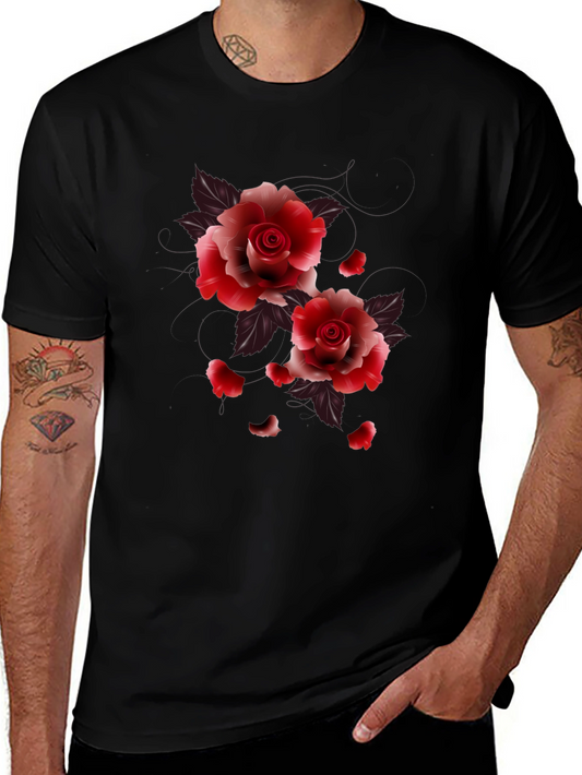 Black Floral Roses Graphic Tee