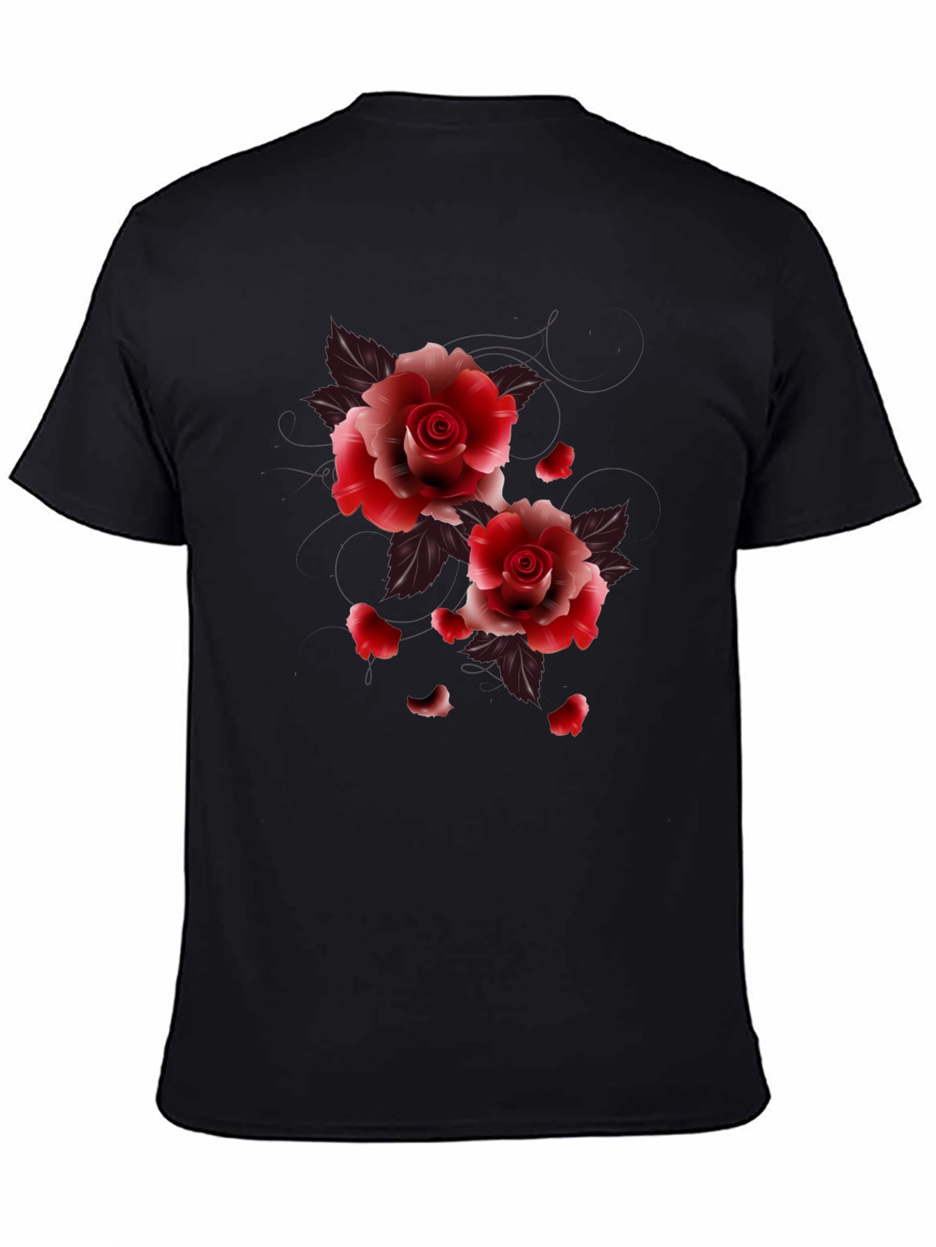 Black Floral Roses Graphic Tee