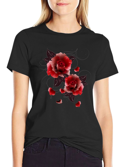 Black Floral Roses Graphic Tee