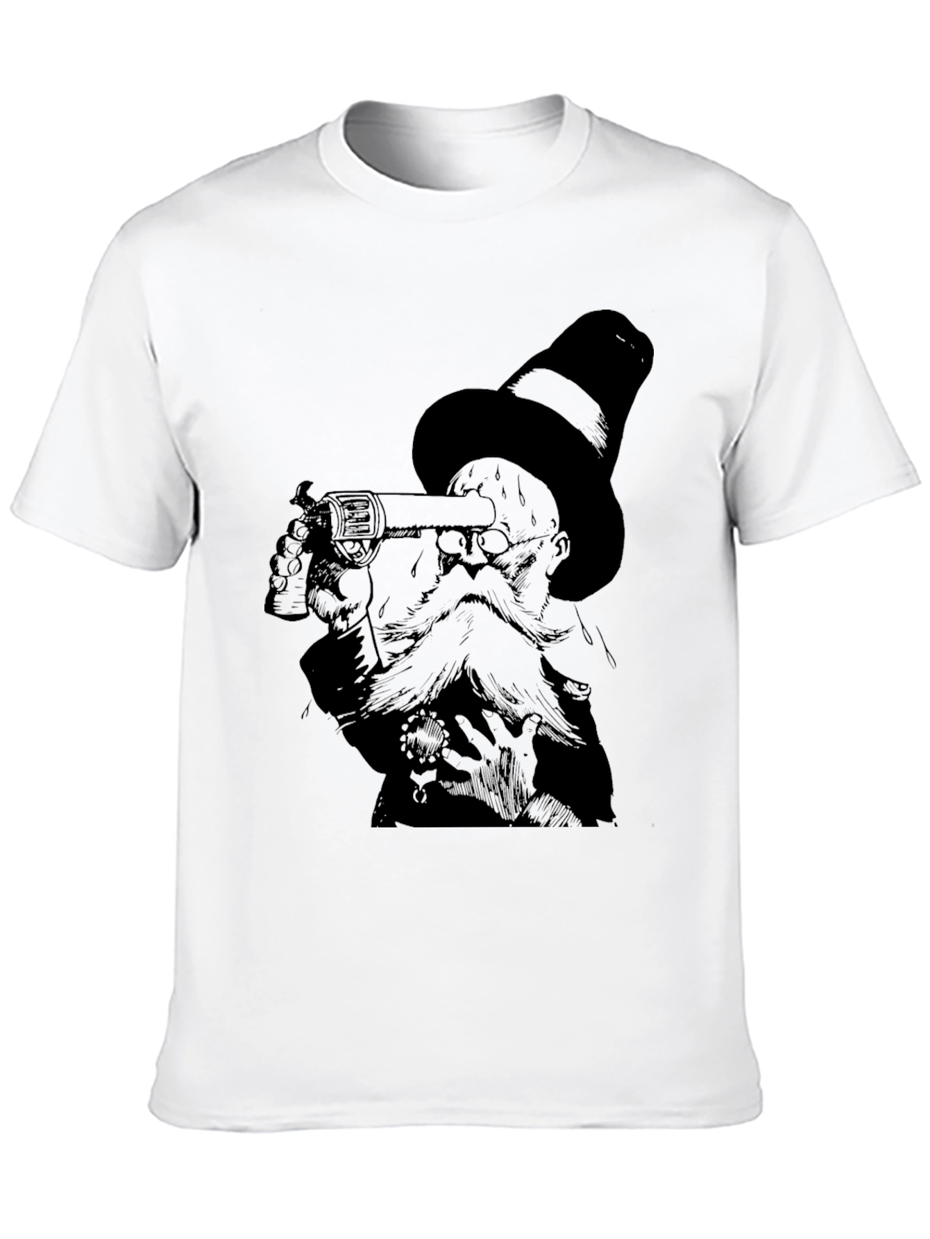 Steampunk Gentleman Graphic Tee - Black Cotton