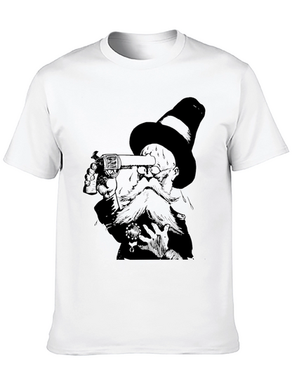 Steampunk Gentleman Graphic Tee - Black Cotton
