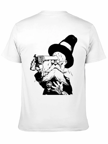 Steampunk Gentleman Graphic Tee - Black Cotton
