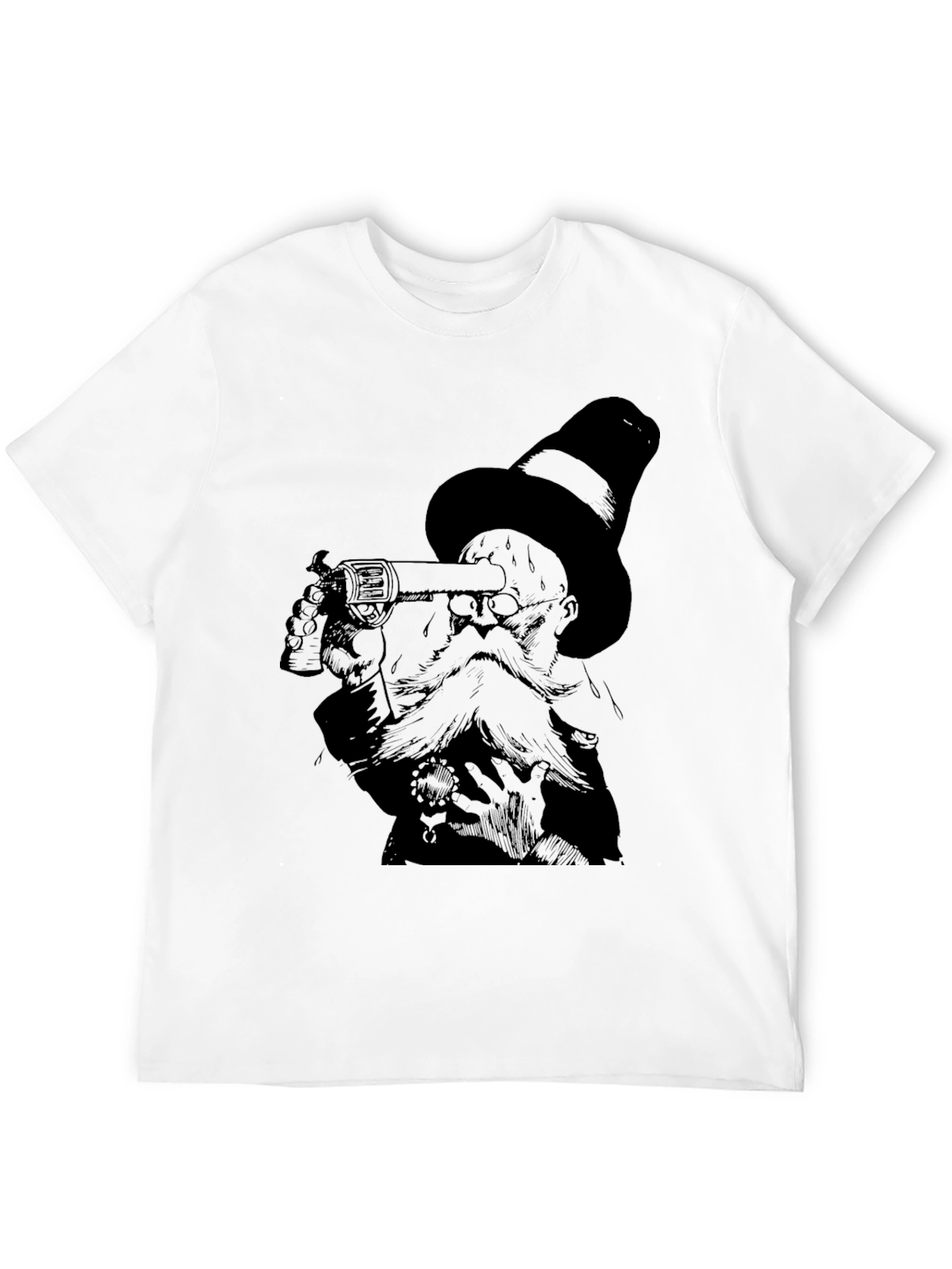 Steampunk Gentleman Graphic Tee - Black Cotton